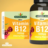 Natures Aid Vitamin B12 oral spray cherry flavour 30ml, imported from the UK