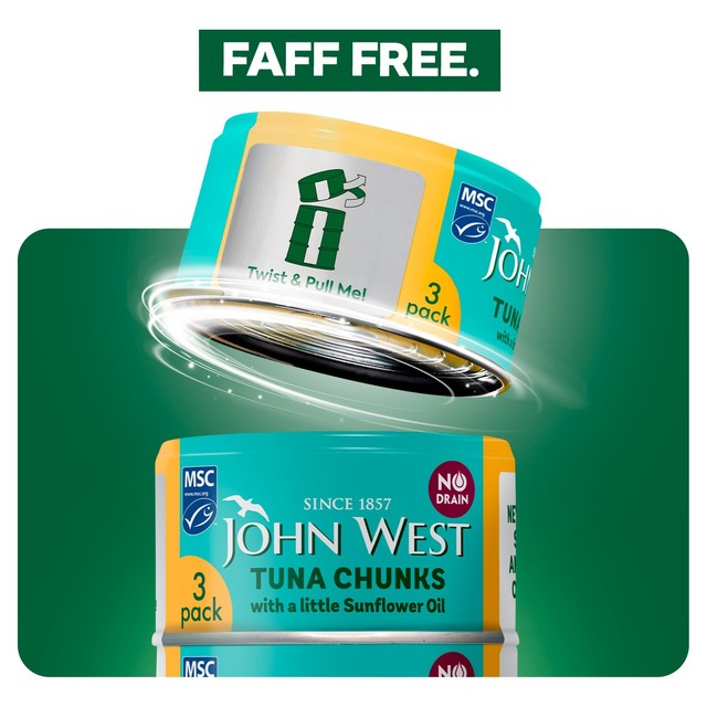 John West tuna chunks with sunflower oil 3 x 100g multipack, UK version