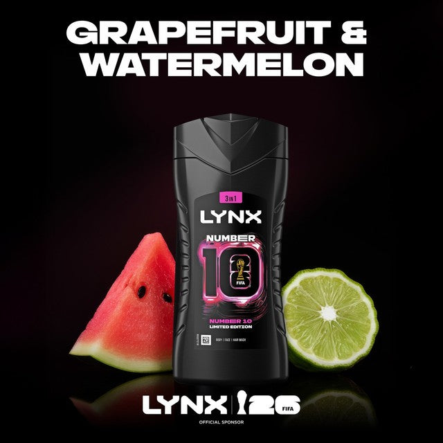 Lynx Number 10 shower gel limited edition FIFA packaging, imported from the UK