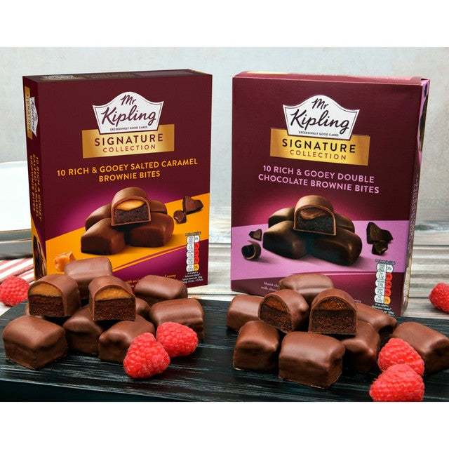 Mr Kipling Double Chocolate Brownie Bites 10 Pack, imported from the UK