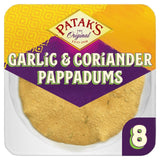 Patak's pappadums garlic and coriander, imported from the UK