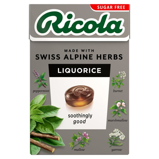 Ricola liquorice sugar free herbal sweets 45g, imported from the UK