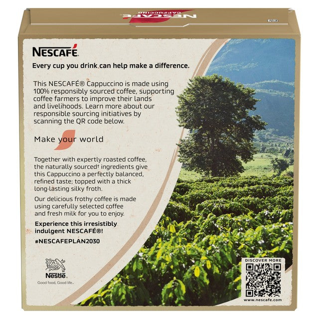 Nescafé Cappuccino instant coffee 12 sachets, imported from the UK