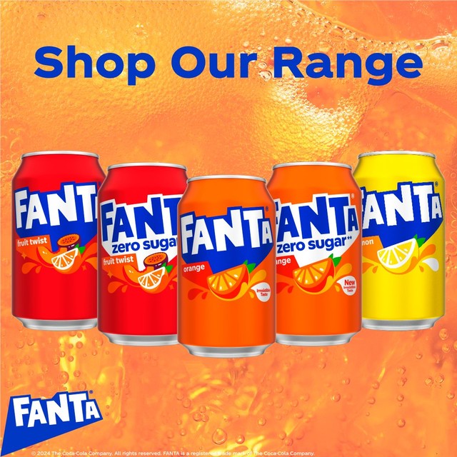 Fanta Orange Zero sugar free sparkling drink 330ml can - British product