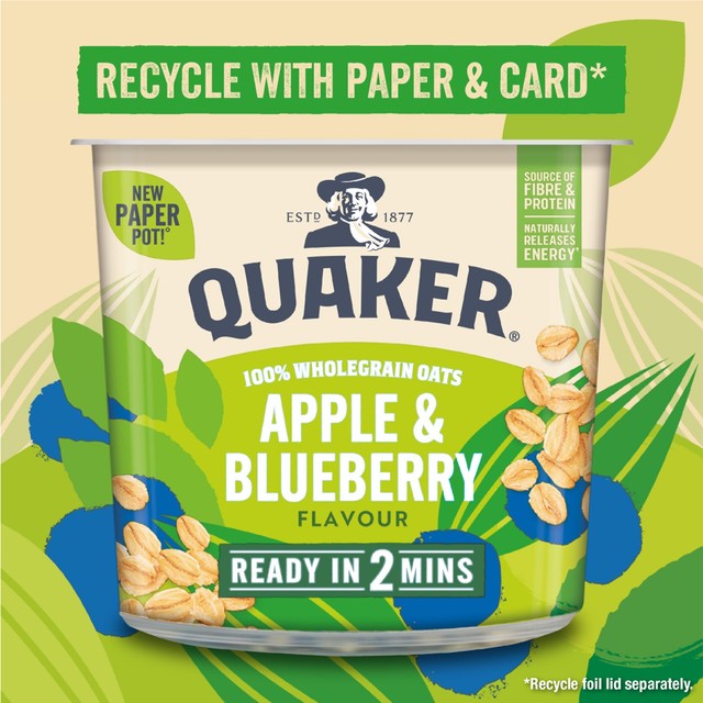 Quaker apple & blueberry porridge pot 57g (British brand)