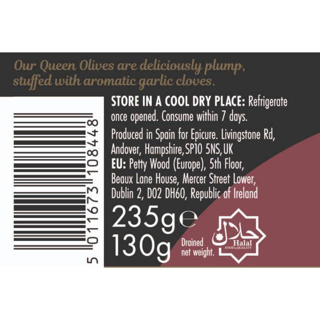 Epicure Stuffed Olives with Garlic 235g - British product