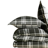 M&S brushed cotton king size green checked bedding set, UK version
