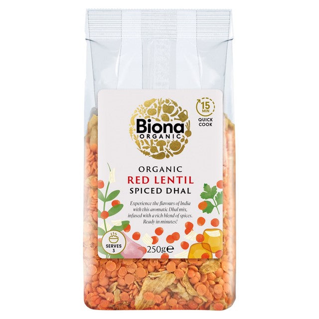 Biona spiced red lentil dhal mix 250g - British product