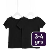 M&S Heatgen Thermal Tops 3-4 Years Black Kids Thermal Tops 2-Pack