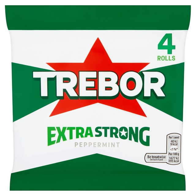Trebor extra strong peppermint mint rolls 4 x 41.3g (British brand)