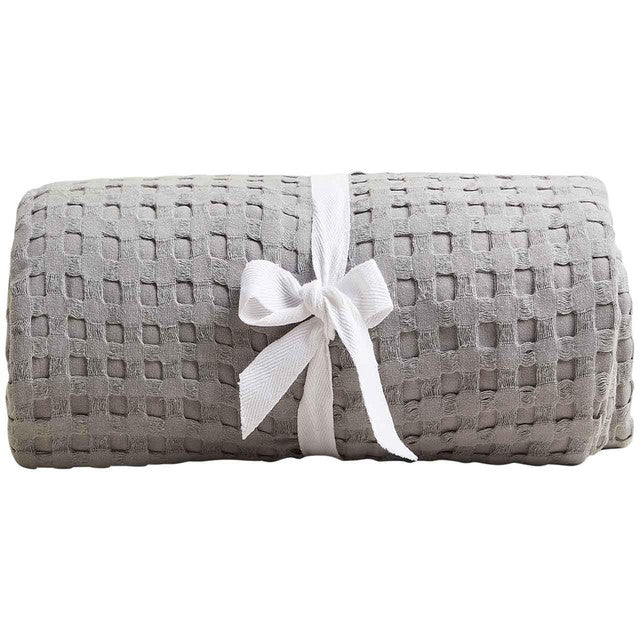 M&S cotton throw waffle weave light grey, imported from the UK