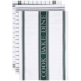 M&S M&S Cotton Rich Striped Tea Towels Dark Green 3 Pack- Buy online at McGrocer