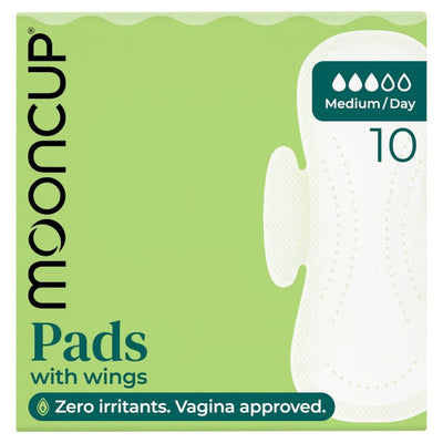 فوط Mooncup Medium Day بأجنحة، فوط حيض عضوية 10 عبوات