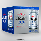 Asahi Super Dry 0% alcohol-free lager beer in 330ml cans - British product