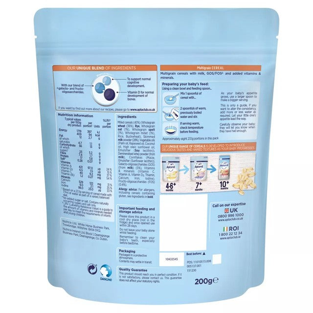 Aptamil multigrain porridge baby cereal 200g, UK version