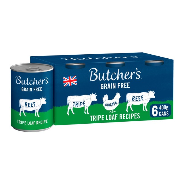 Butcher's tripe loaf dog food tins mixed flavours 6 x 400g - British product