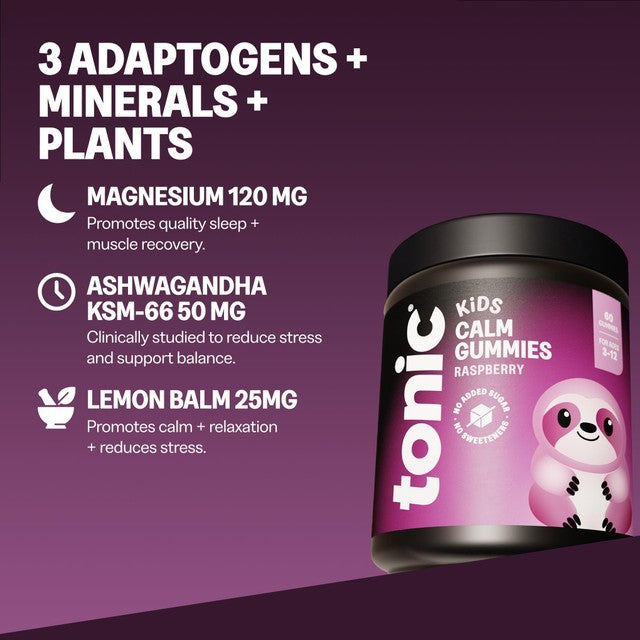 Tonic Health Kids Calm Gummies raspberry 30 count (British brand)