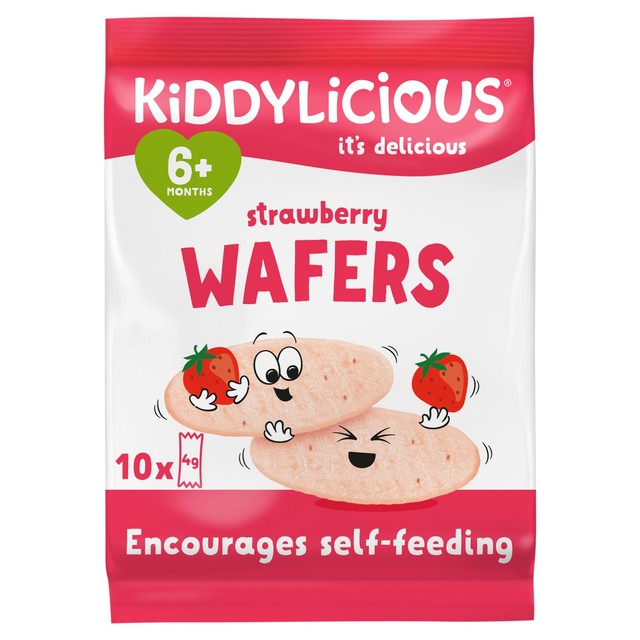 Kiddylicious strawberry maxi wafers baby rice wafers 10 x 4g, UK version