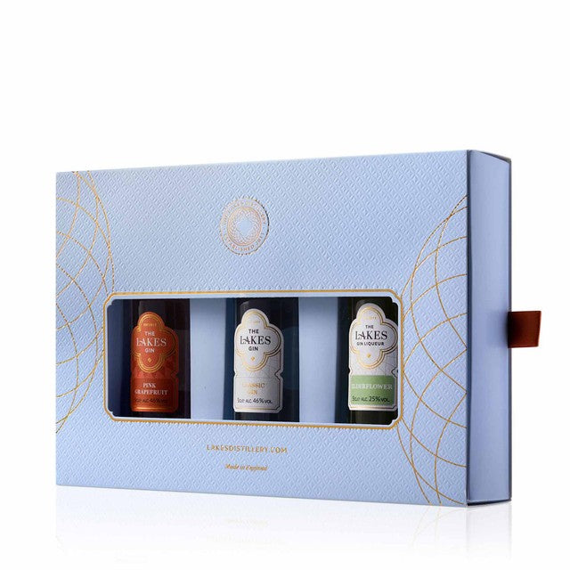 Lakes Distillery gin collection elderflower classic pink grapefruit 3x5cl (British brand)