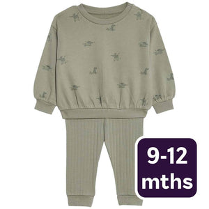 M&S Khaki Leggings Outfit Baby Clothing Set 9-12 Months