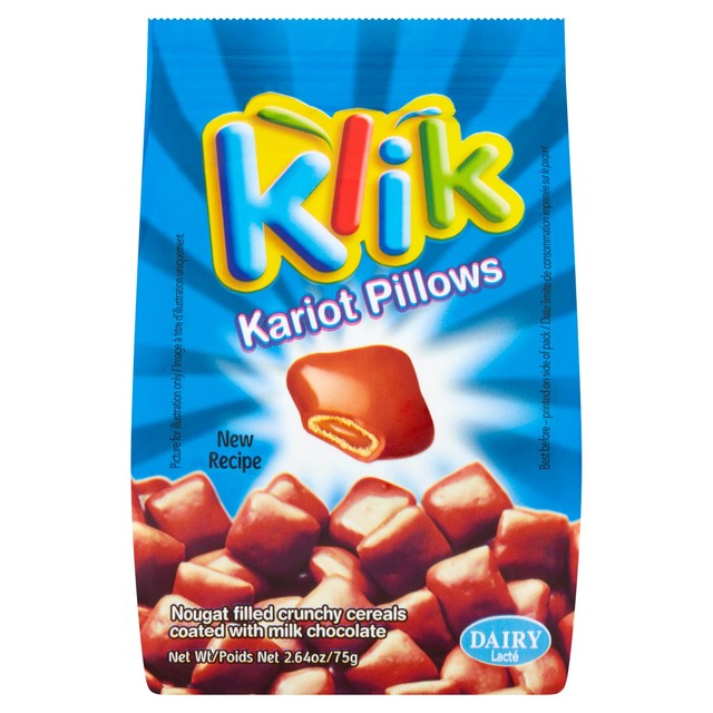 Klik nougat filled crunchy chocolate bites 75g, UK version