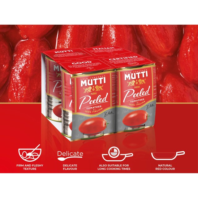 Mutti peeled plum Italian tomatoes 4 x 400g, imported from the UK