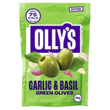M&S Olly's Olives Basil & Garlic Green Halkidiki Pitted Olives 50g- Buy online at McGrocer