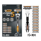BIC Hybrid 5 Flex men's shaver kit with 10 refills - British product
