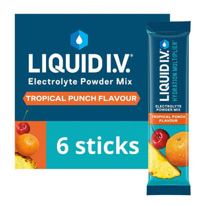 Unilever Liquid I.V. Hydration Multiplier Tropical Punch Electrolyte Powder Mix 6 x 16g Sachets