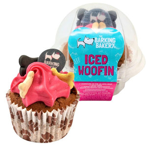 The Barking Bakery Woofin Dog Treat Muffin, Vanilla, Pink Yogurt Icing, 95g