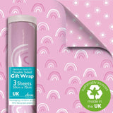 M&S Deva Designs Pink Rainbow Double Sided Gift Wrap Sheets 3 Sheets, 50cm x 70cm- Buy online at McGrocer