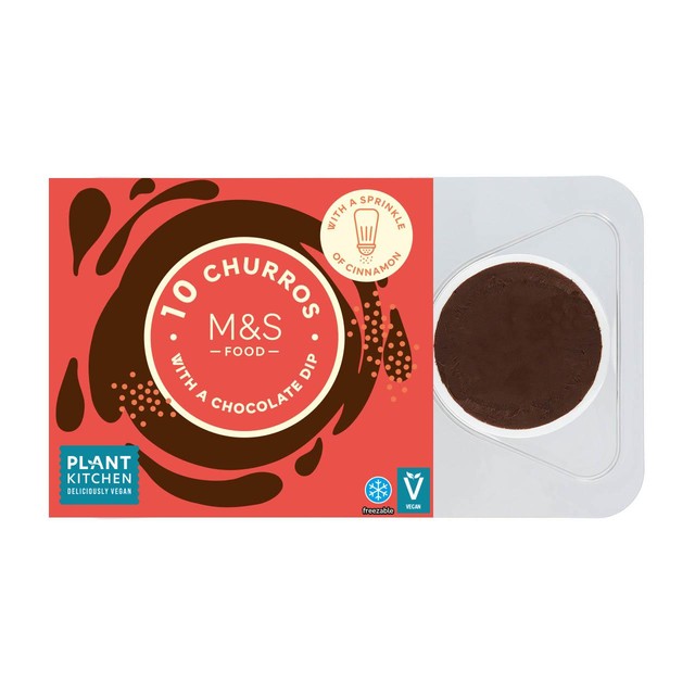 M&S churros with chocolate dip 10 pack, imported from the UK