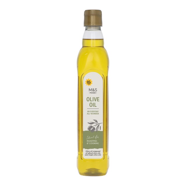 M&S olive oil 500ml plastic bottle, imported from the UK