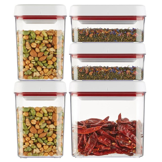 Zyliss Twist & Seal food storage containers with 475ml, 1L, and 1.6L sizes (British brand)