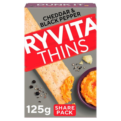 مقرمشات Ryvita Thins بالجبن الأسود والفلفل الأسود 125 جرام من M&S - اشترِ عبر الإنترنت من McGrocer