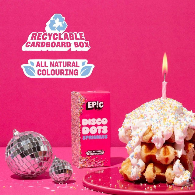 Epic Disco Dots cake sprinkles, imported from the UK