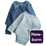 M&S M&S Baby 3pk Pure Cotton Car Long Sleeve Bodysuits Newborn Navy- Buy online at McGrocer