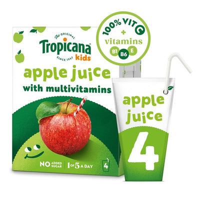 M&S Tropicana Kids Pressed Apple Juice Cartons 4 x 150ml- Buy online at McGrocer