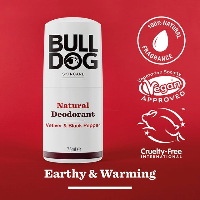 Bulldog Black Pepper & Vetiver Natural Roll-On Deodorant - British product