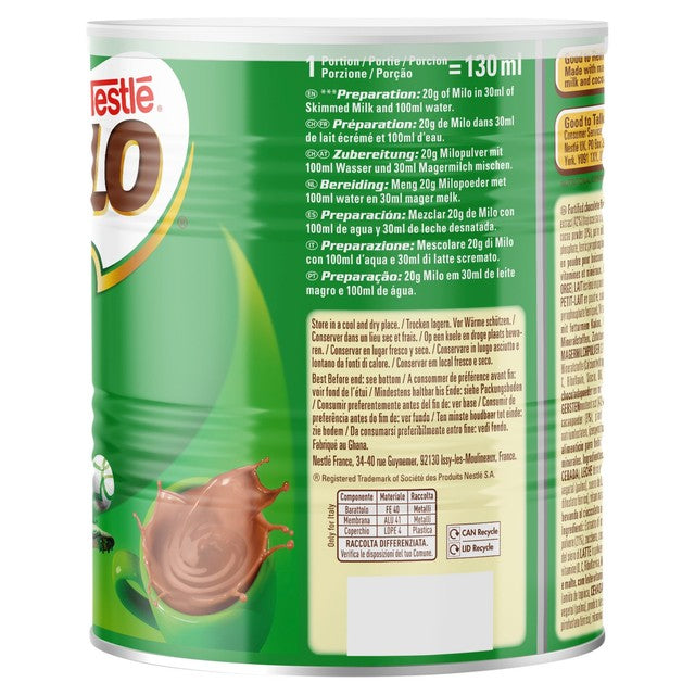 Nestle Milo malted chocolate drink powder 400g, imported from the UK