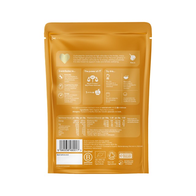 Naturya Organic Maca Powder 300g, imported from the UK