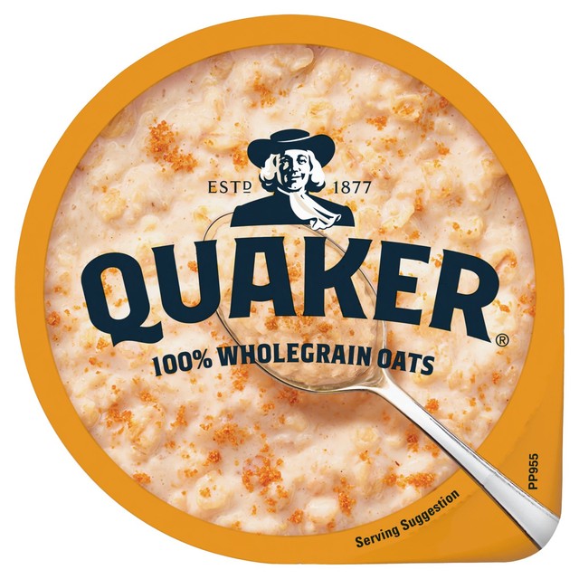 Quaker caramelised biscuit flavour hot oat cereal pot 57g, imported from the UK