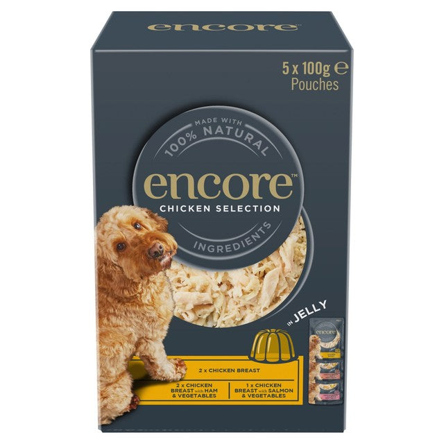 Encore chicken selection dog food pouches 5 x 100g - British product