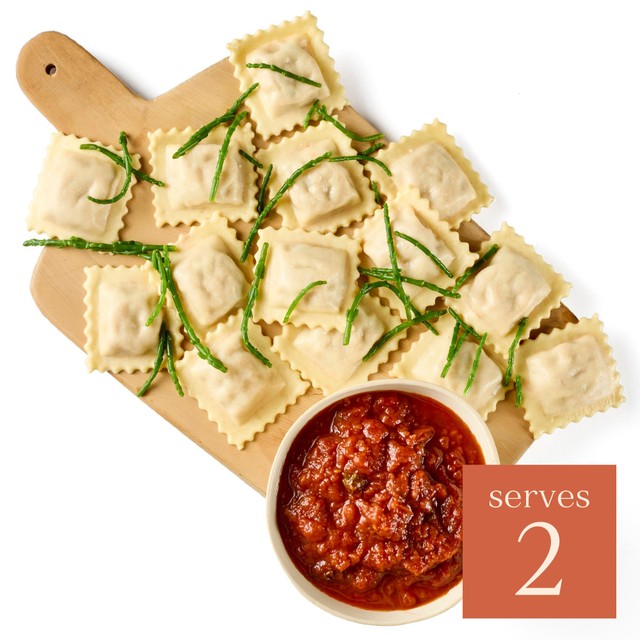 Pasta Evangelists lobster crab prawn ravioli meal kit for two, imported from the UK