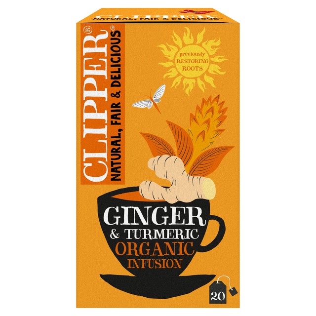 Clipper Ginger and Turmeric Herbal Tea Bags 20 Bags - British product