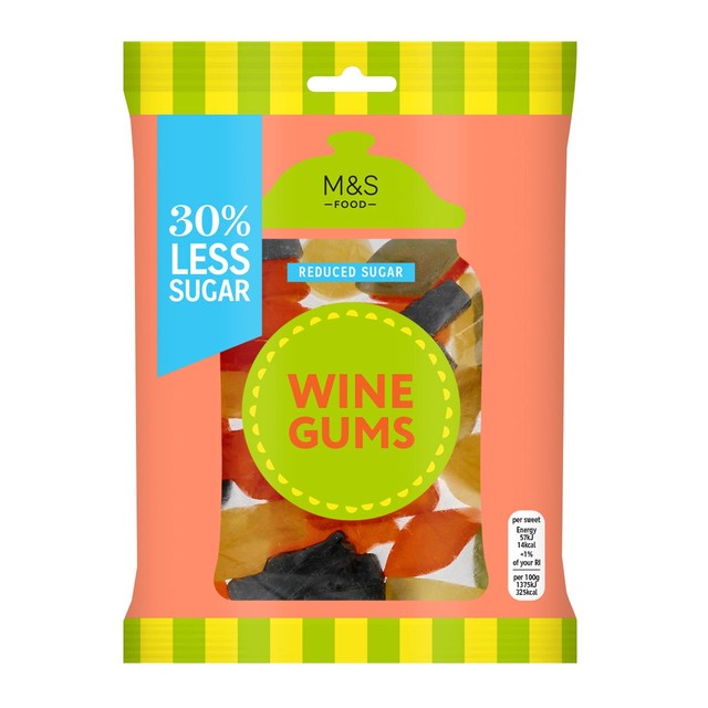 M&S 30% Reduced Sugar Wine Gums 175g, imported from the UK
