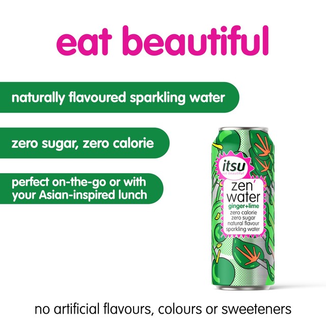 Itsu ginger lime sparkling water (British brand)