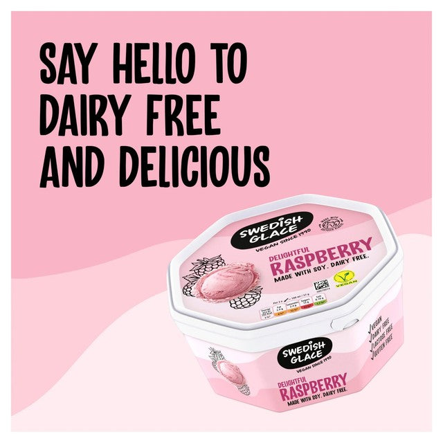 Swedish Glace Delightful Raspberry vegan ice cream tub 750ml (British brand)