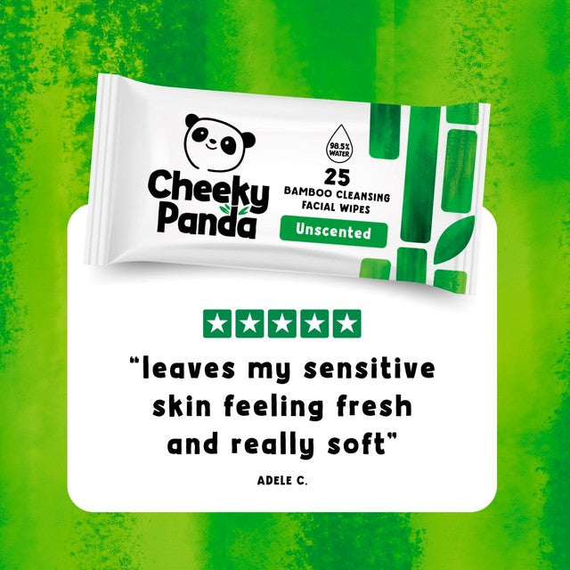 The Cheeky Panda facial wipes unscented 25 pack (British brand)