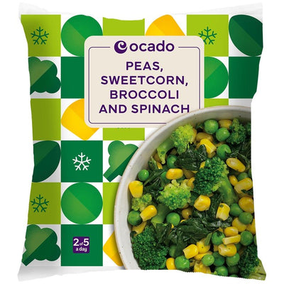 Ocado Frozen 4 Steam Bags Mixed Greens & Sweetcorn Mixed Vegetables 640g